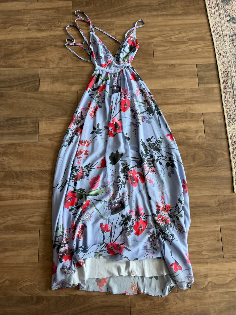 Yumi Kim Lavender Maxi Dress with Red Floral Print
